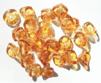 25 9mm Transparent Golden Topaz Three Petal Flower Drop Beads